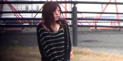 Asian cutie urinating on stairwell