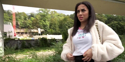 POV dirty public slut fucked outdoor by big white dick