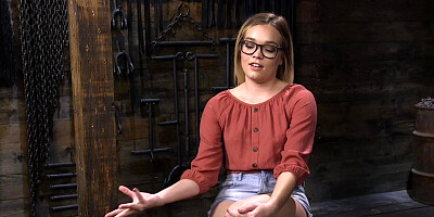 Flexible slave in bondage vibrated and caned