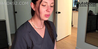 Hot nurse uses Autoblow Ultra to MILK OUT cock