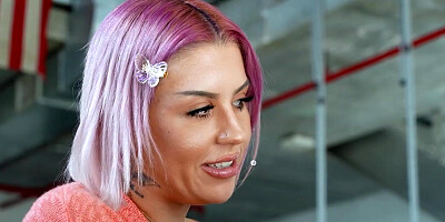 Filthy stretches Luna Legends pussy cheeks