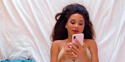 creampie , stunning brunette has fantasy threesome on vacation