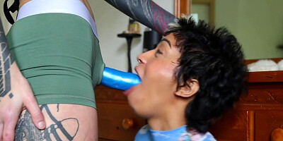 Strapon dykes fuck each other pussy with sex toys at home