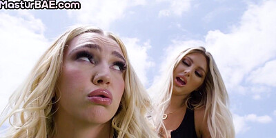 Stunning lez fuck her instructor strapon after workout