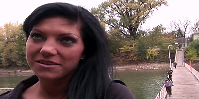 Public bitch penetrated by thick cock in wet pussy hole