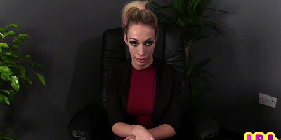 Amateur CFNM domina sucks and wanks cock in office POV