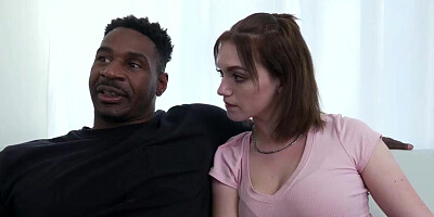 Cute White Brunette Gracie Gates Gives Jax Slayher's Big Dick A Footjob