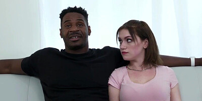 Cute White Brunette Gracie Gates Gives Jax Slayher's Big Dick A Footjob