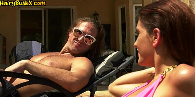 Sexy hairy slut fucked by big white dick in missionary