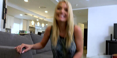 Busty MILF sucks huge cock to stepson