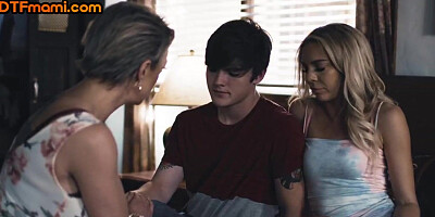 Busty stepmommy enjoys 3some with stepson and stepdaughter