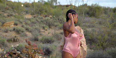 Ebony babe Nyla reveals her hairy pussy