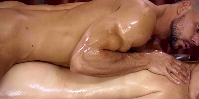 Seductive WAM babe fucked on massage table by masseur