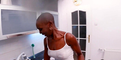 Deepthroating Black bae pussynailed in kitchen by BBC BF