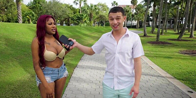 Redhead tattooed ebony fucked by BWC in tight pussy hole