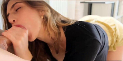 Sucking his Dick Deepthroat under the Table