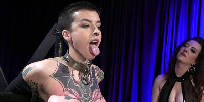 Tattooed slave flogged and face seated