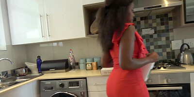 African babe is terrible at cleaning