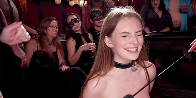 Slaves flogged and anal fucked at party