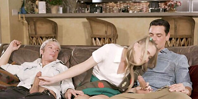 Beautiful teen blonde Athena Fleurs fucked by two huge dicks