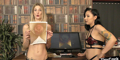 SPH inked femdom babes talk dirty about small cock guys