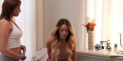 Lady boss fingering petite teen intern