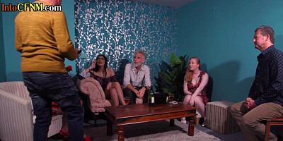 Shameless CFNM enjoying sex show with their neighbours