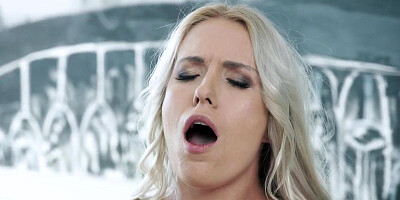 Fair haired anal beauty gobbling cock