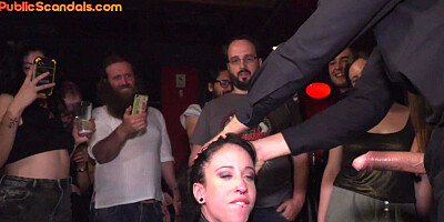 Tattooed public babe deepthroats in 3some for voyeurs