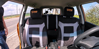 Driving MILF pleasing her student outdoor with sex in car