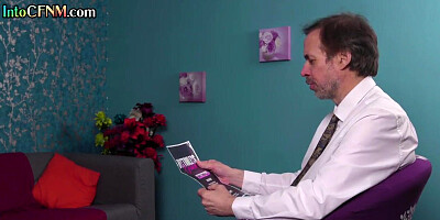 CFNM British classy babes wank cock of lucky dude in 3way