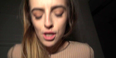 Petite 19yo public slut drilled in POV by big white cock