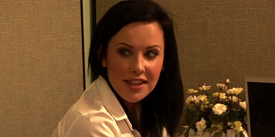 Brunette lesbian fingering office mate