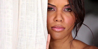 Ebony beauty reveals her black pussy