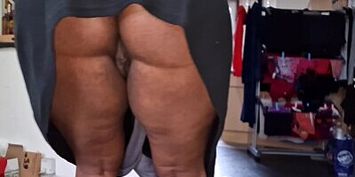 My Step Sis Vacuum Cleaning while I Watch - UPSKIRT No PANTIES No BRA