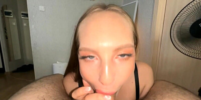Busty Woman Deep Sucking Huge Dick