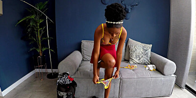 Afro Latina teen beauty rimmed and ridden hard at casting!