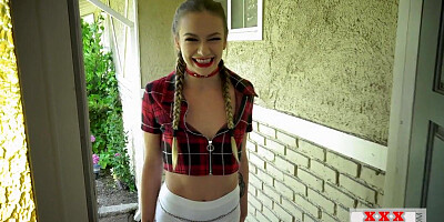 Submissive skinny slut throat fucked after squirting