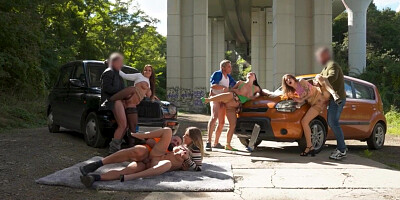 Amateur taxi orgy sluts fucked outdoor in public 4 mouthjizz
