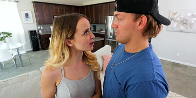 Stepsister spies on her stepbro in his room