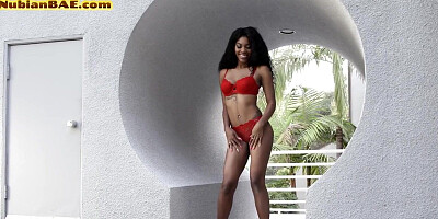 Ebony pierced babe sucks and gets fucked by white dude