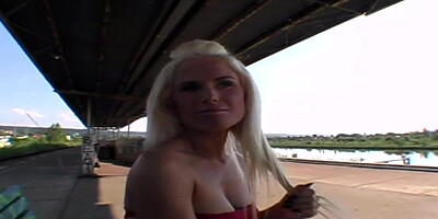 Amateur public babe with big boobs POV fucked outdoor