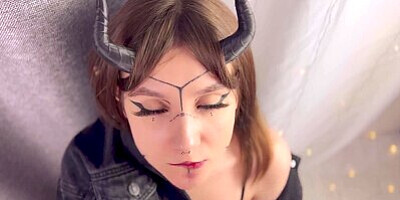 sexy succubus seduced me and get cum on face after good fuck POV 4K