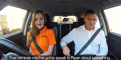 Fake Driving School English Redhead with Posh Accent gets Spunk on her HAIRY GINGER PUSSY