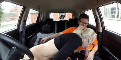 Fake Driving School - Tall British blonde gets CREAMPIED in her tight pussy