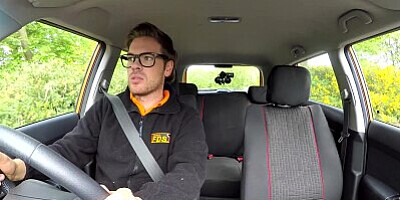 Fake Driving School - Ebony BBW takes off her BIG PANTIES and has sex in a car