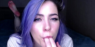 Girl talks to you sweetly while masturbating your cock POV