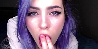 Girl talks to you sweetly while masturbating your cock POV