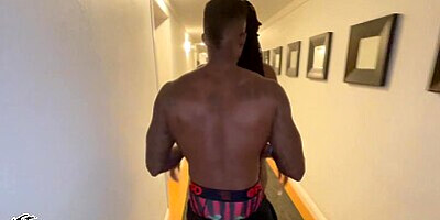 BUBBLE BUTT EBONY BADDIE BELLA CUMMS GETS A STRETCH AND A WORKOUT FROM A BBC