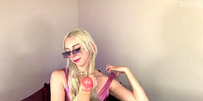 JOI POV Cute Blonde Gives You Handjob In Shiny Bathing Suit & Sunglasses RolePlay - Remi Reagan